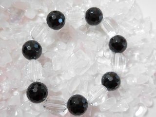 天然石アクセサリーブレスレット　ブラックオニキス、水晶