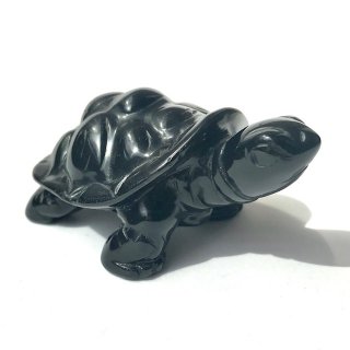 天然石　飾り物・置き物　　　ブラックオブシディアン　亀
