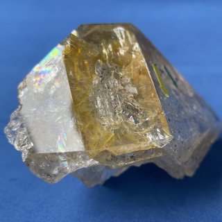天然石　原石・磨　超レア　　ハーキマーダイヤモンド　２１６g　レコードキーパー２箇所入り、虹多数入り　ゴールデンヒーラータイプ