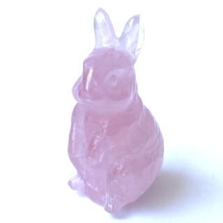 天然石ローズクォーツ　うさぎストラップ　No.1892 天然石ローズクォーツ うさぎストラップ No.1892 天然石ローズクォーツ