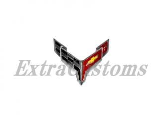 シボレー C8 コルベット クロームフロントフラッグエンブレム