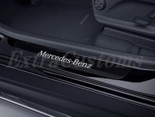 メルセデスベンツ 純正品 フロント交換可能なメルセデスベンツブラックホワイトカバーセット照明付きドアシルX290