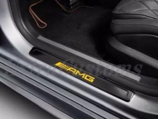 メルセデスベンツ 純正品 Sクラスフロント交換可能AMGブラックイエローカバーセット照明付きドアシルW223 / V223
