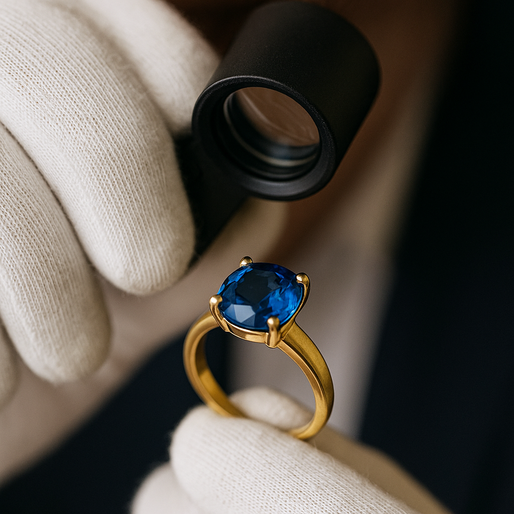 稲沢市の質屋で行う宝石買取カウンターの様子