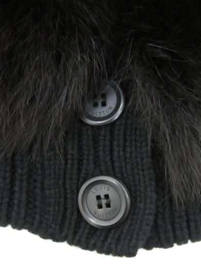 ＬＯＵＩＳ ＶＵＩＴＴＯＮ　フォックスファー付き ウールカシミヤニットカーディガン 【ファー】 ブラック　L　A1【中古】 LOUIS VUITTON フォックスファー付き ウール