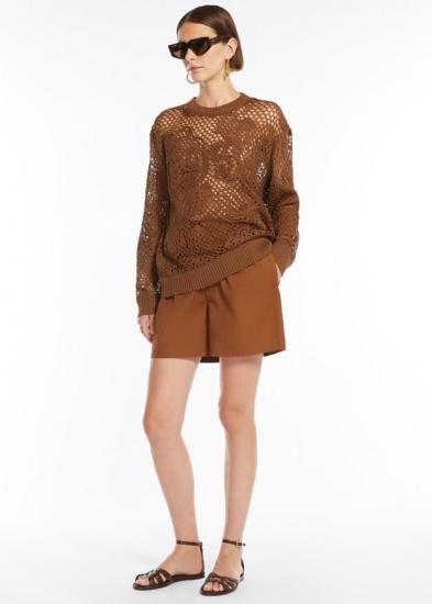 Ｍａｘ Ｍａｒａ　コットン ヤーン ニット　ファレア　ダークブラウン系　S　'25年SS　新品同様【中古】 Max Mara コットン ヤーン ニット ファレア ダーク
