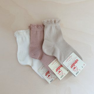 condor - frill short socks / off white, old rose, linen