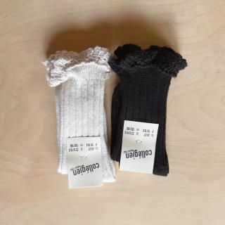 <img class='new_mark_img1' src='https://img.shop-pro.jp/img/new/icons14.gif' style='border:none;display:inline;margin:0px;padding:0px;width:auto;' />collegien - Lace Wool & Cashmere Ribbed Crew Socks