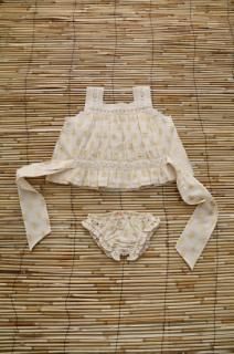 <img class='new_mark_img1' src='https://img.shop-pro.jp/img/new/icons14.gif' style='border:none;display:inline;margin:0px;padding:0px;width:auto;' />[Drop1] Bonjour Set Top & Panty - Flowers lurex Natural Chanderi