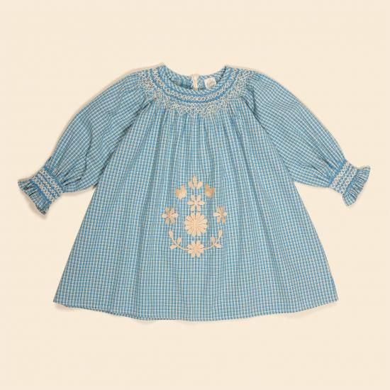 ワンピース Apolina Iris smock picninc check 7-9Y Apolina CECE SMOCK DRESS - MEADOW CALICO RIBBO