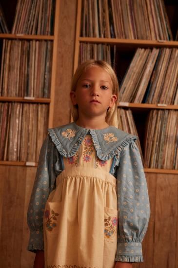 Apolina Ursina Embroidered Pinafore - Cashew - LILY SOURIRE