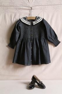 <img class='new_mark_img1' src='https://img.shop-pro.jp/img/new/icons14.gif' style='border:none;display:inline;margin:0px;padding:0px;width:auto;' />Bonjour Tunique with sailor collar black denim
