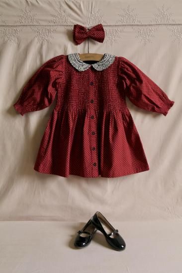 Bonjour Tunique with hair clip red wine dot print - LILY