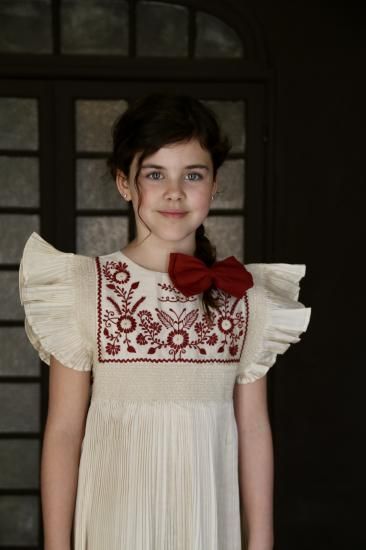 新品♡ bonjour skirt dress ＆scarf 8Y♡ 체크앤도트 | Skirt dress Rosa Bloom Print