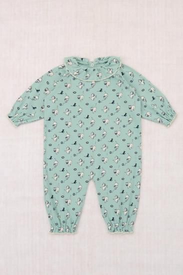 m*i様 misha&puff Pierrot Onesie Cat&Mouse Misha and Puff Baby Pierrot Onesie - Sage Cat & Mouse - LILY