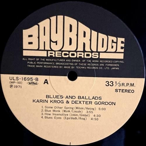 Karin Krog & Dexter Gordon / Some Other Spring, Blues And Ballads (LP) - silencia music store Karin Krog & Dexter Gordon / Some Other Spring, Blues And Ballads (LP) - silencia music store