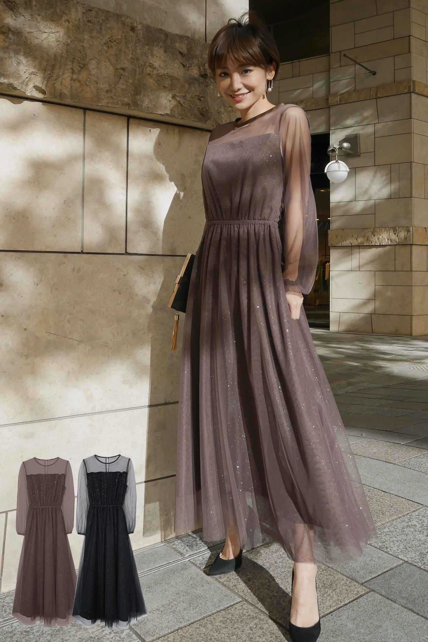 milano lame day dress - Myshawty公式ドレス通販サイト