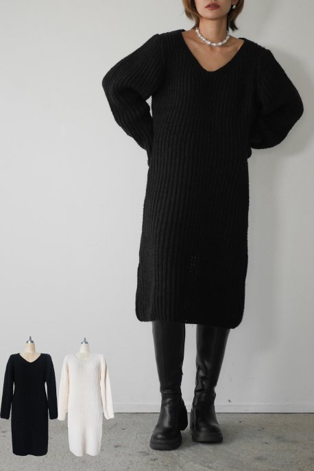 【30%off】volume knit midi onepiece - Myshawty公式ドレス通販サイト