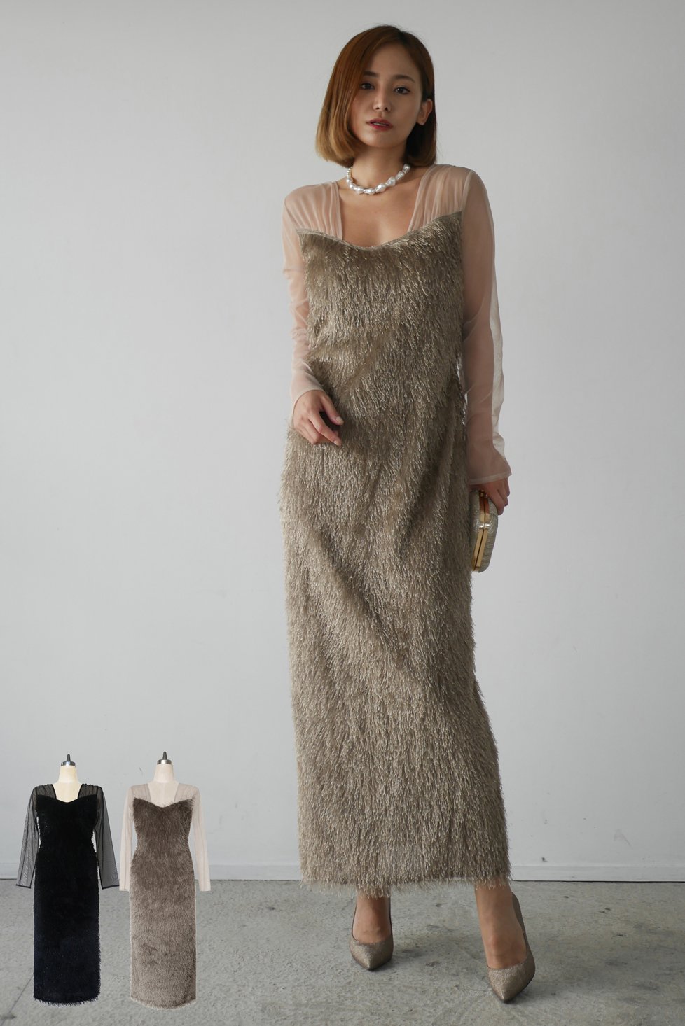 glitter shaggy dress - Myshawty公式ドレス通販サイト