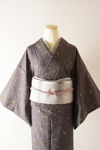 3点おまとめ①伊那紬 単衣②藤の花 染め名古屋帯③岡重 小紋 3点おまとめ①伊那紬 単衣②藤の花 染め名古屋帯③岡重 小紋