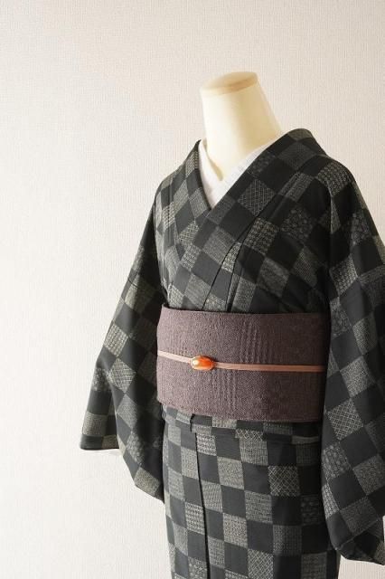 小紋紬扇可愛いお洒落正絹Lサイズ
