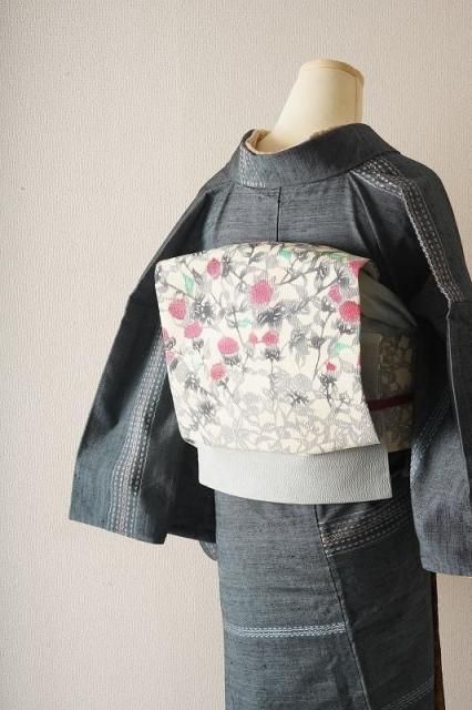 正絹総絞り　名古屋帯　未使用品　グレー基調　パステルカラー　グラデ　細身の方 正絹総絞り 名古屋帯 未使用品 グレー基調 パステルカラー