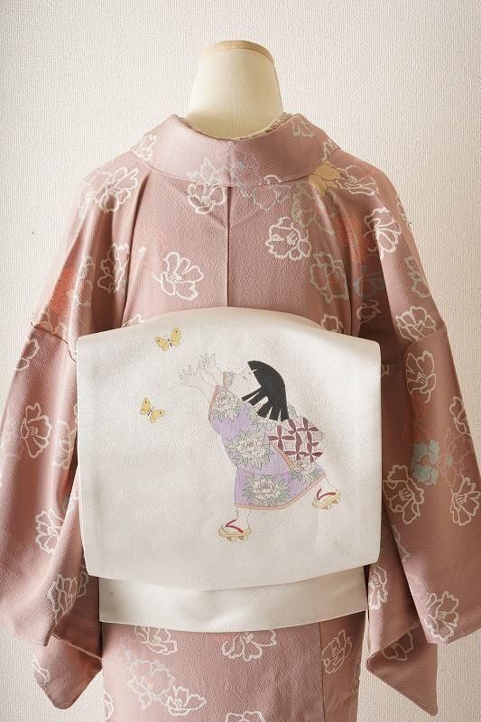 洒落袋帯 白銀色に童の洒落袋帯 - いちりん｜暮らしに寄り添うふだん着物
