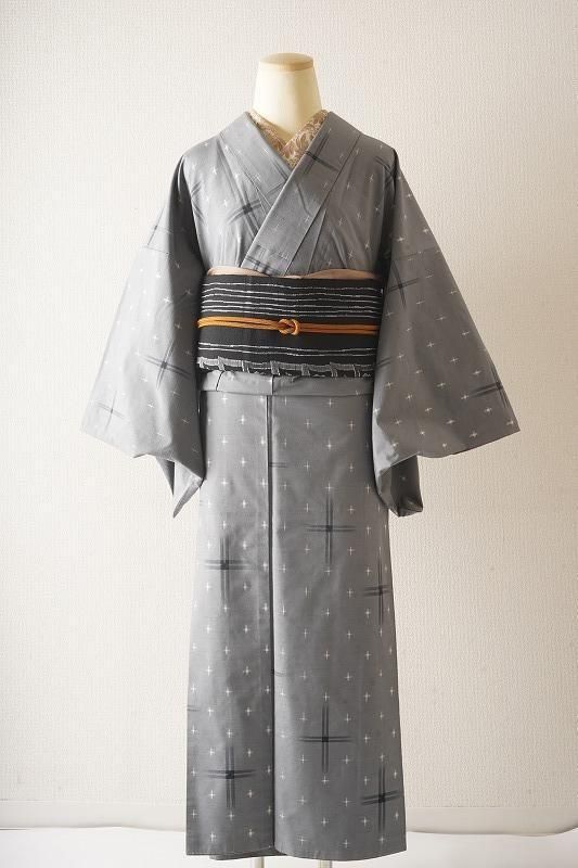 Tall＞薄花色に十字絣の紬 - いちりん｜暮らしに寄り添うふだん着物