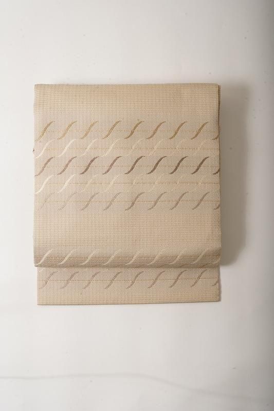 実柄 名古屋帯 グレージュ