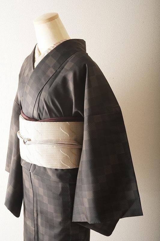 縞大島　弁慶格子柄がカッコいい　着物 縞大島 弁慶格子柄がカッコいい 着物1F棚 - メルカリ