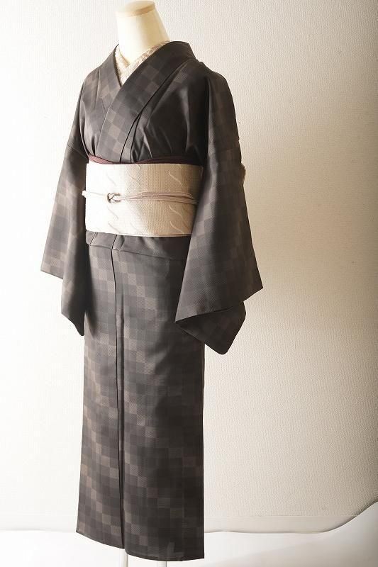 単衣＞本場縞大島格子柄の大島紬 - いちりん｜暮らしに寄り添うふだん着物