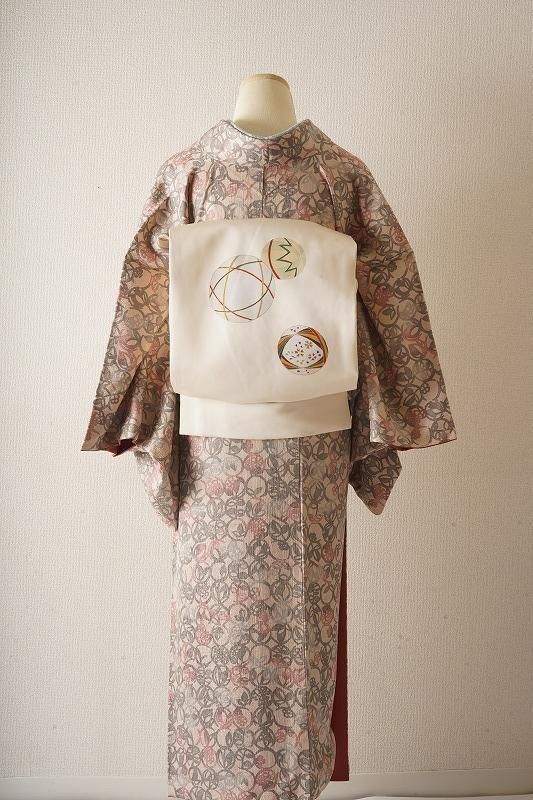 薄桃色にフラワーリーフ丹後ちりめん小紋 - いちりん｜暮らしに
