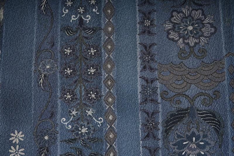 本藍染め縞に花の浜ちりめん小紋 - いちりん｜暮らしに寄り添う