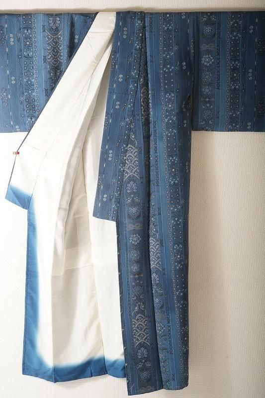 本藍染め縞に花の浜ちりめん小紋 - いちりん｜暮らしに寄り添う