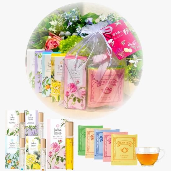 トコトワオーガニクス 薔薇の香りのギフトセット ロールオンパフュームオイル ハーブティー トコトワオーガニクス 薔薇の香りのギフトセット ロールオンパフュームオイル ハーブティー
