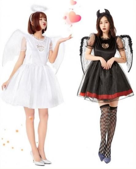 【専用出品】天使風お洋服 B ピンク➕悪魔風お洋服C 天使と悪魔セーラー服セットアップ：小物3点付き＋バッグ