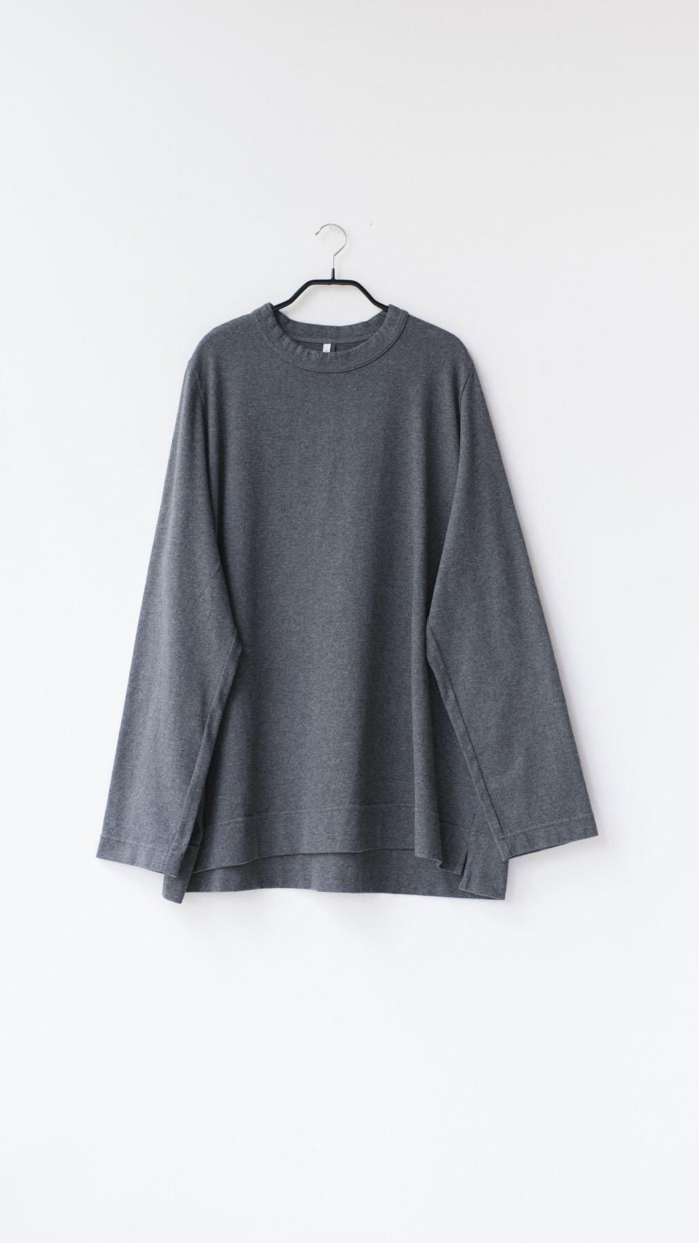 十六番双糸空紡綿天竺 クルーネックロンT／Grey top［size M