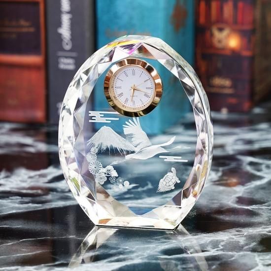 クリスタル時計 | 鶴 | JP-SFC-5 - クリスタルトロフィー・ガラス記念