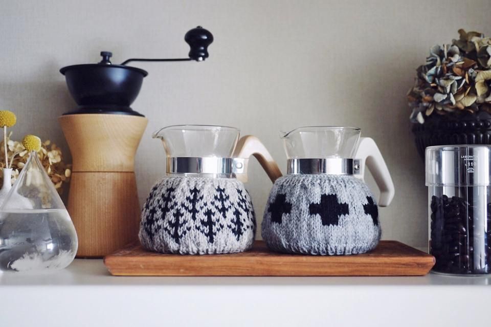 【次回再入荷時期未定】amu./コーヒーコージー/2cup用/クロス(ライトグレー)