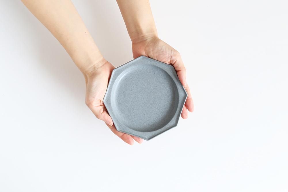 山本拓也/八角平皿/Sサイズ(ブルーグレー)