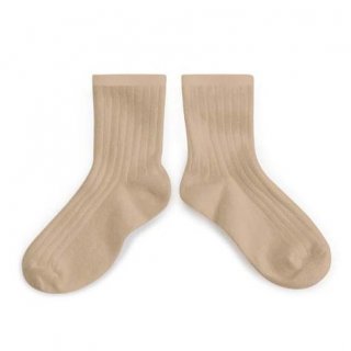 【LAST ONE ONLY 21/23】Collegien「La Mini Ribbed Ankle Socks - Petite Taupe」