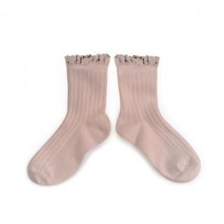 CollegienLili Lace Trim Ankle Socks - Vieux Rose