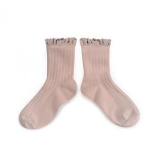 CollegienLili Lace Trim Ankle Socks - Vieux Rose