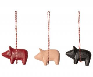 Maileg「Wooden Pig Ornament ３sets」