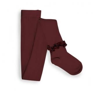 CollegienClémence Liberty Ruffle Ribbed Tights - Châtaigne