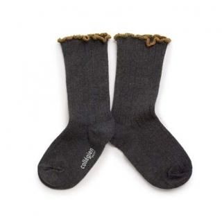 CollegienDelphine Lettuce Trim Socks - Poivre