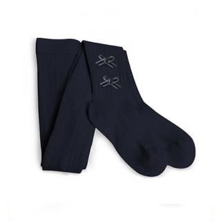 CollegienCapucine Ribbed Tights With Bows - Nuit Etoil&#233;e