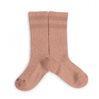 CollegienClaire Glittery Varsity Knee-Highs - Bois de Rose