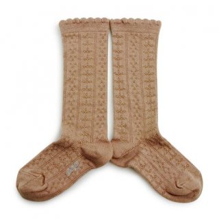 Collegien「Juliette Pointelle Knee High Socks - Petite Taupe」