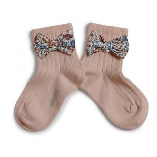 CollegienBéatrice Ankle Sock with Liberty Bow - Vieux Rose